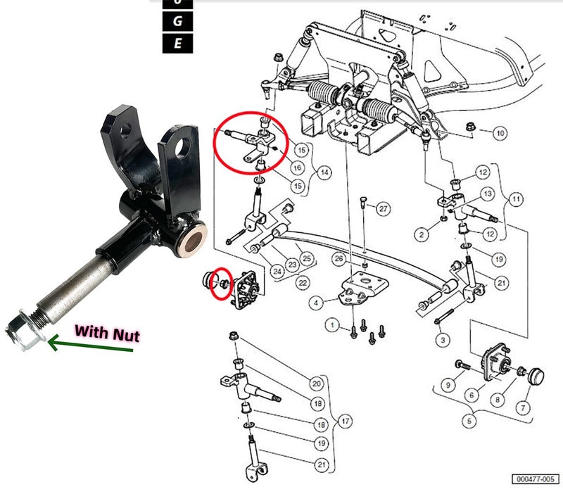 Dr.Acces Club Car Precedent Gas/Electric Front Spindle - Passenger Side Spindle (Fits Club Car Precedent Years 2004 & Newer) Replace#102287801/103638702 - Image 4
